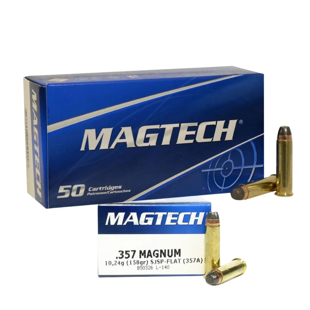 BALAS MAGTECH 357MAG (357A) SJSP 158GR Munición .357 Magnum 158 gr SJSP Punta Blanda Semiencamisada Magtech