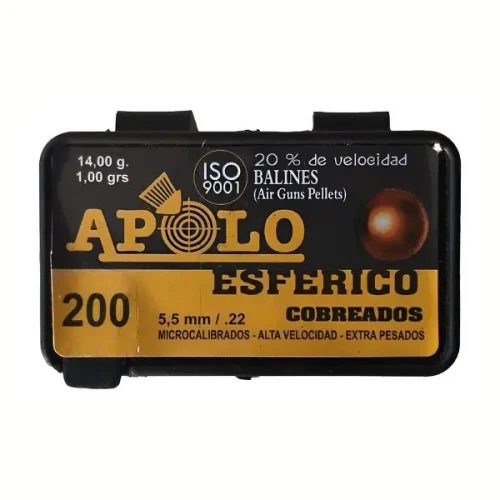 Balines Esfericos Cobreados Bb Copper 5,5 X 200 15,4 G/1Grs (Cajonx40U) Apolo