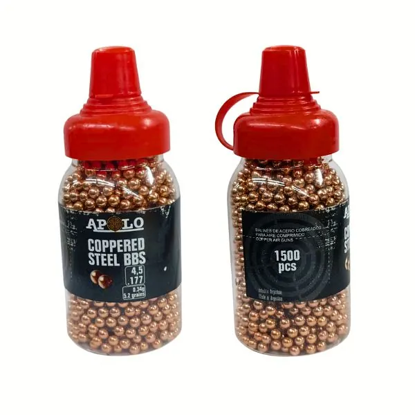 BALINES APOLO ESFERICO ACERO COBREADO BB 4.5X1500 (CAJONX12U) 19980 Balines Esferico Acero Cobreado Bb 4.5X1500 (Cajonx12U) 19980 Apolo