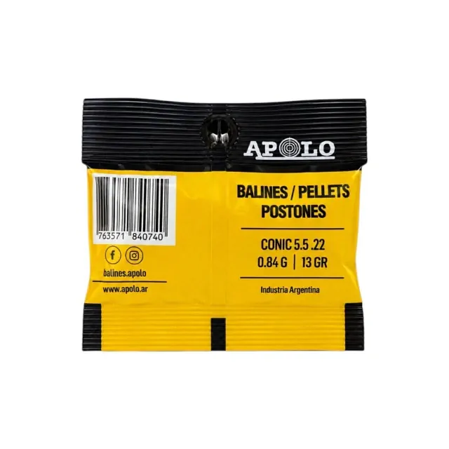 BALINES APOLO CONIC BOLSITA 5,5 X 100 13G/0.84GRS (BOLSAX100UNID)