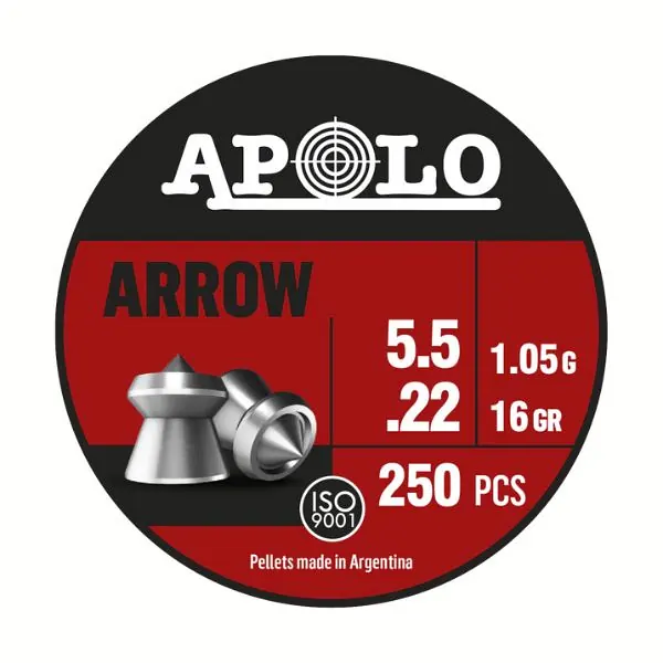 Balines Arrow 5,5 X 250 C/Punta 16 Gr/1,05 G (Cajonx30U) 19941 Apolo