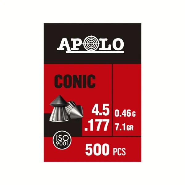 BALINES APOLO CONIC 4,5 X 500 7G/0,46GRS (CAJONX60U) (CAJA PLASTICA) 10003 Balines Conic 4,5 X 500 7 G/0,46Grs (Cajonx60U) (Caja Plastica) 10003 Apolo