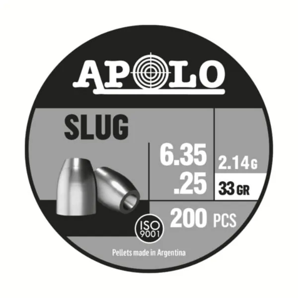 Balines Slug 6,35 X 200 "33 Gr" 33 Gr/2,14Grs (Cajonx30U) 19303 Apolo