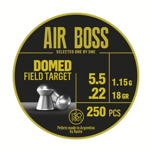 BALINES APOLO AIR BOSS DOMED FIELD TARGET 5,5 X 250 18G/1,15GRS (CAJONX30U) 30203 Balines Air Boss Domed Field Target 5,5 X 250 18 G/1,15Grs (Cajonx30U) 30203 Apolo