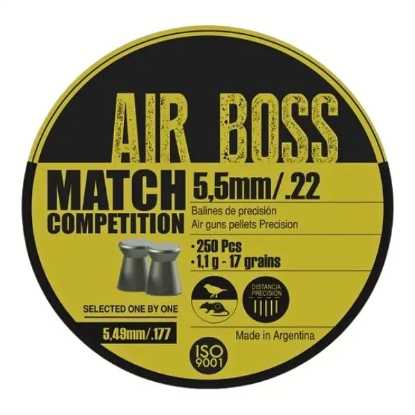 BALINES APOLO AIR BOSS MATCH 5,5 X 250 17G/1,10GRS (CAJONX30U) 30302 Balines Air Boss Match 5,5 X 250 17 G/1,10Grs (Cajonx30U) 30302 Apolo