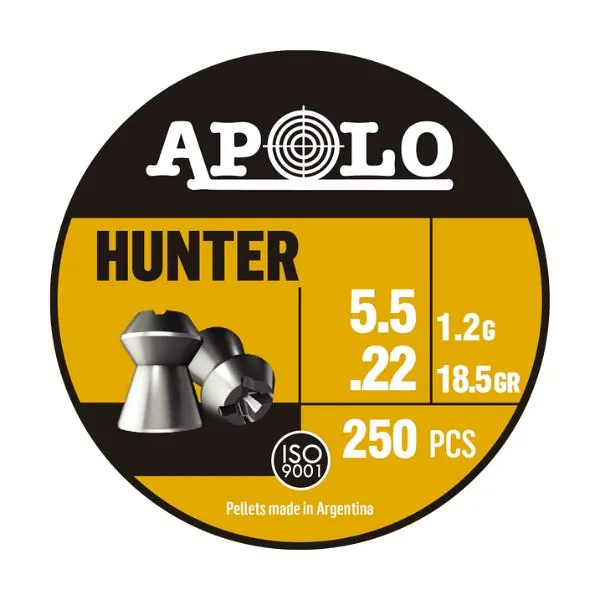 BALINES APOLO HUNTER 5,5 X 250 18,5G/1,2GRS (CAJONX30U) 19971 Balines Hunter 5,5 X 250 18,5 G/1,2Grs (Cajonx30U) 19971 Apolo