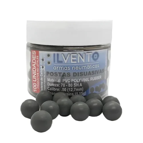 POSTAS DE GOMA ILVENTO CAL.50 (12.7MM) 18G/1,15GRS "POTE X 50 UNID" P-125-50 Postas de Goma Cal.50 (12.7mm) 18 G/1,15Grs "Pote x 50 unidades" P 125-50 Ilvento