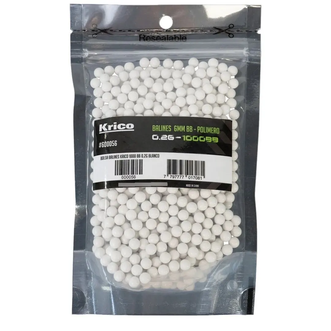 BALINES KRICO BB CAL. 6MM 0.2G BOLSAX1000UN BLANCO (600056) Balines Krico Bb Cal. Bolsax1000Un Blanco (600056)