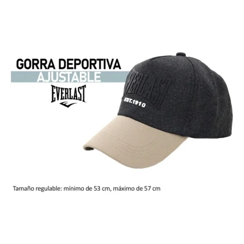 GORRA EVERLAST CAP C/VISERA CURVA REFORZADA NEGRO-KAKY (14183)