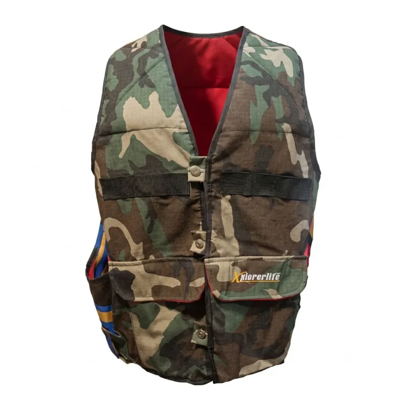 CHALECO DE CAZA XPLORERLIFE CAMFUFLADO IMPERMEABLE C/BOLSILLO Y CANANA TALLE XL Chaleco de Caza Xplorerlife Camfuflado Impermeable con Bolsillo y Canana XL
