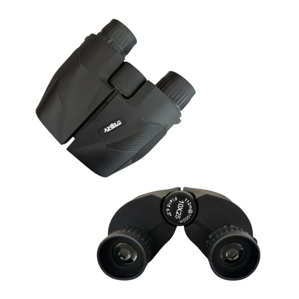 Binocular 10x25 Tipo Prisma Con Sistema Porro Color Negro Apolo