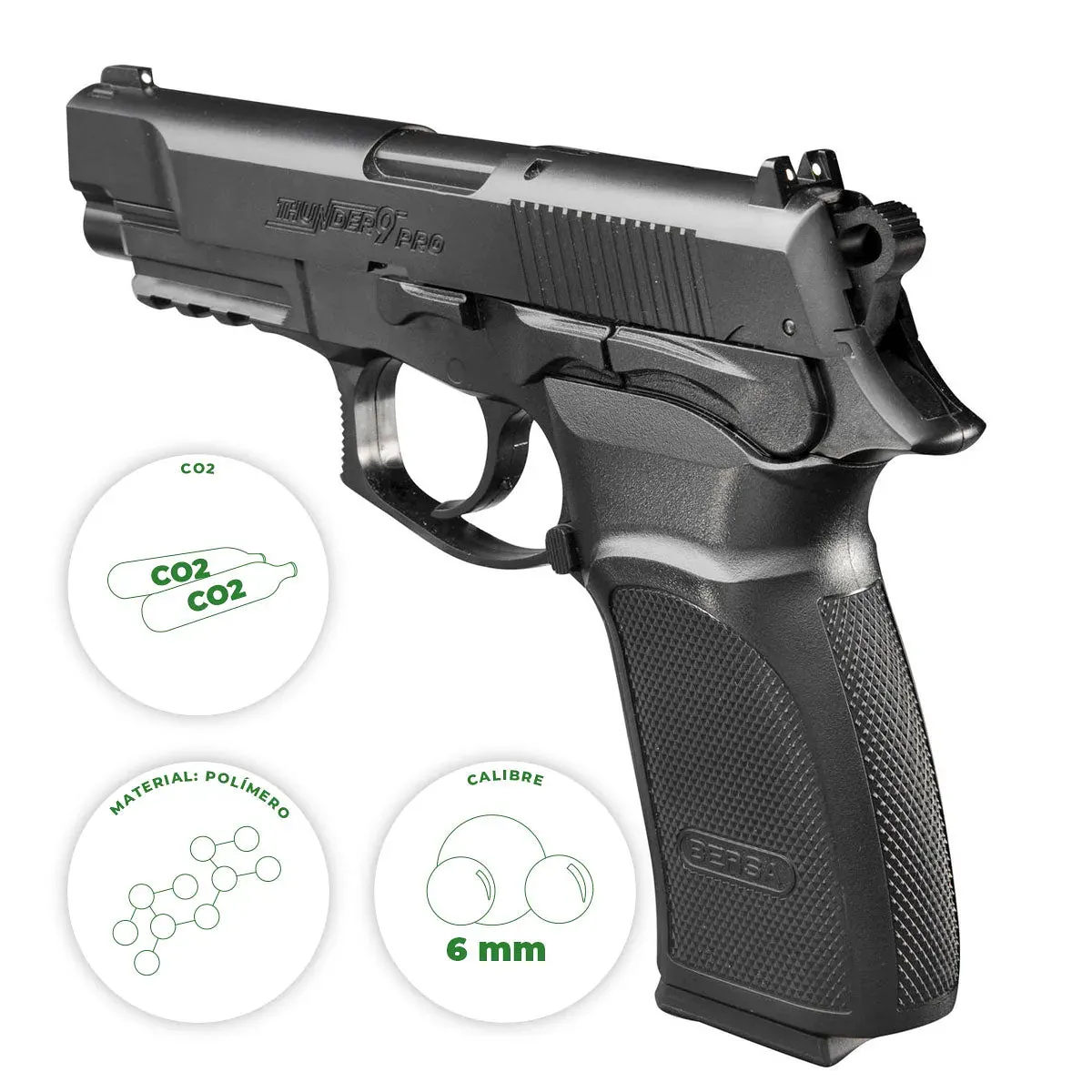 PISTOLA ASG BERSA THUNDER 9 PRO AIRSOFT CO2 C.6MM 135M/S (110782)