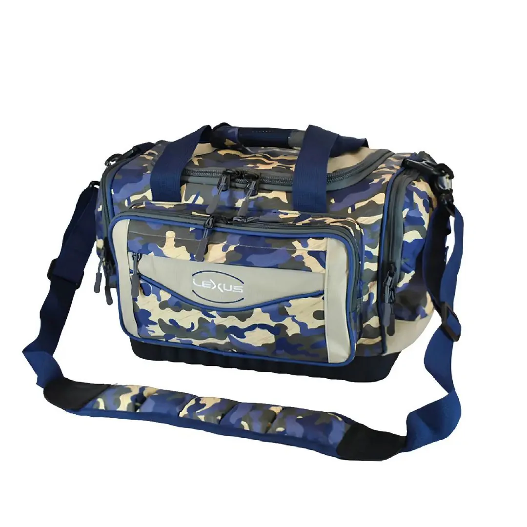 Bolso de Pesca Lt 1955 4 Bolsillos 36X25X26 Cm/3 Divisiones"Camo Caqui Marrron Azul" Lexus