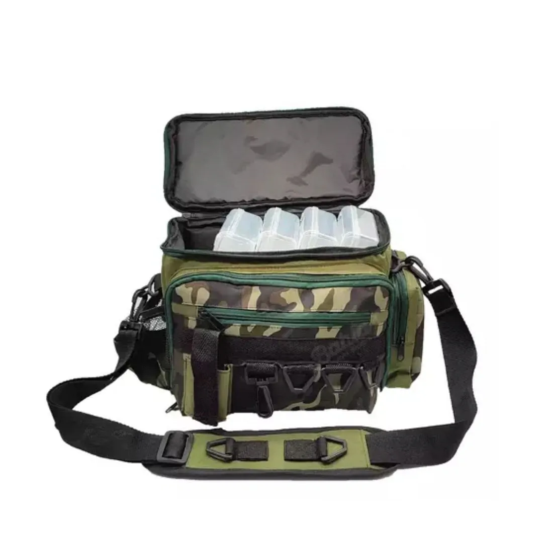 Bolso de Pesca Morral Guerrilero con 4 Cajas Organizadoras para Vadeo 34X17X23 Cm