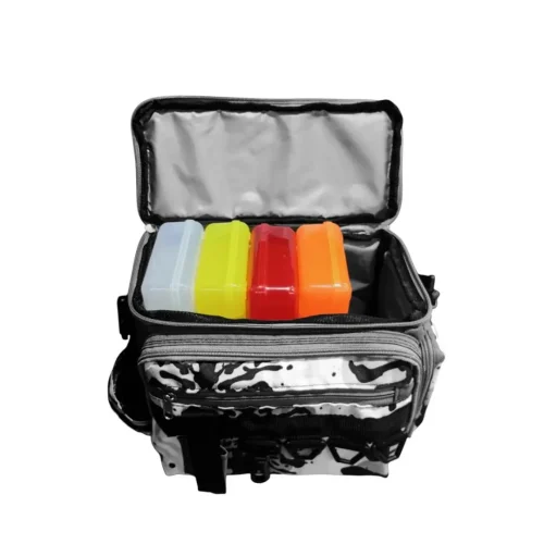 Bolso de Pesca Morral Skin Surubi con 4 Cajas Organizadoras para Vadeo 34X17X23 Cm