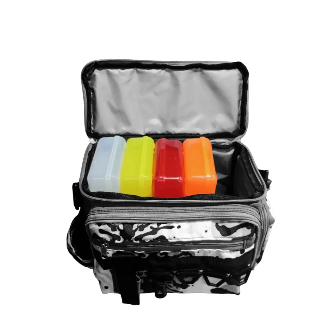 Bolso de Pesca Morral Skin Surubi con 4 Cajas Organizadoras para Vadeo 34X17X23 Cm - 1 Bolso de Pesca Morral Skin Surubi con 4 Cajas Organizadoras para Vadeo 34X17X23 Cm