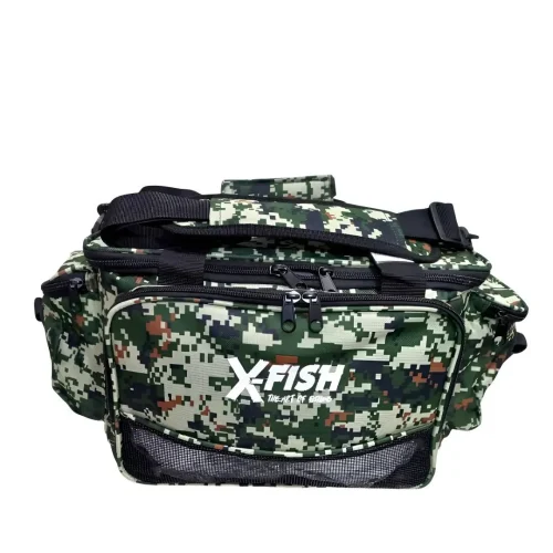 Bolso de Pesca Base Rigida Verde Camo 50X30X25 Cm