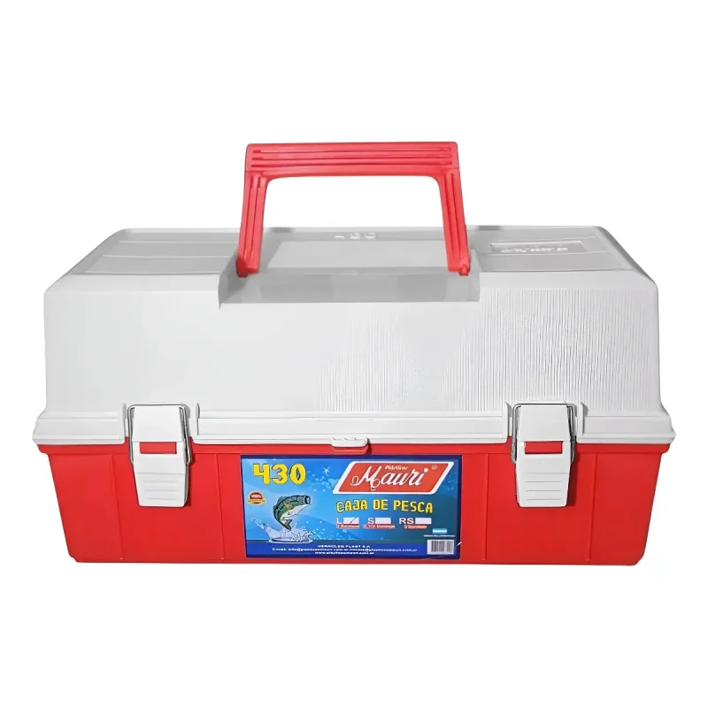 Caja de Pesca 430 L Organizadora 2 Bandejas Rebatibles Roja Mauri