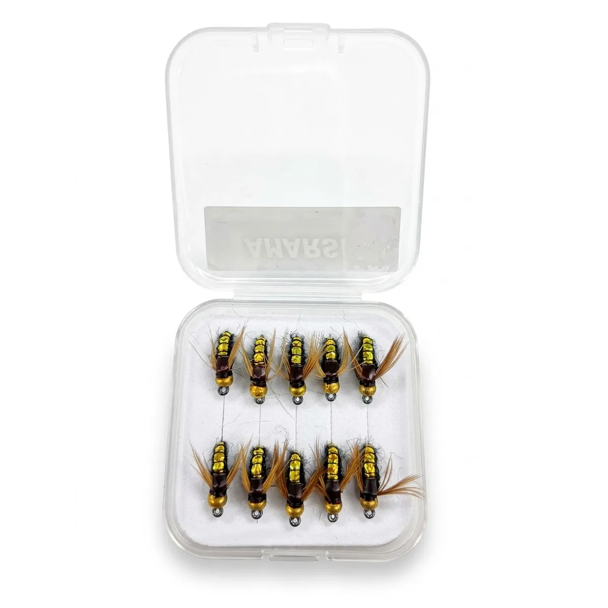 MOSCA HUMEDA ADAM FLY NINFA BEAD HEAD C/CABEZA DORADA X UNIDAD Mosca Humeda Adams Fly Ninfa Bead Head con Cabeza Dorada X Unidad