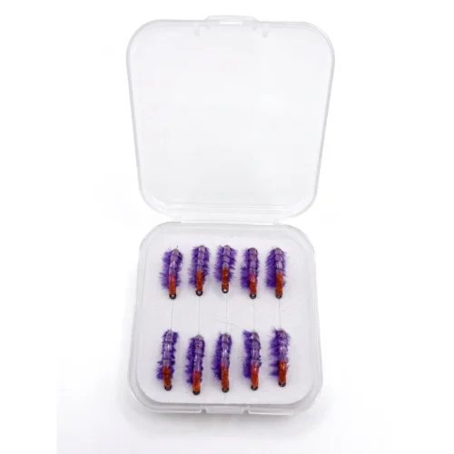 Mosca Adams Fly Ninfa Camaron Tipo Scud Lila/Rojo X Unidad