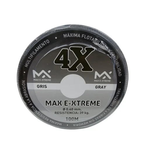 Multifilamento 4X 0,40 Mm/39 Kg X100Mts Gris 4Hebras (Mul M 40 G) Max e-xtreme