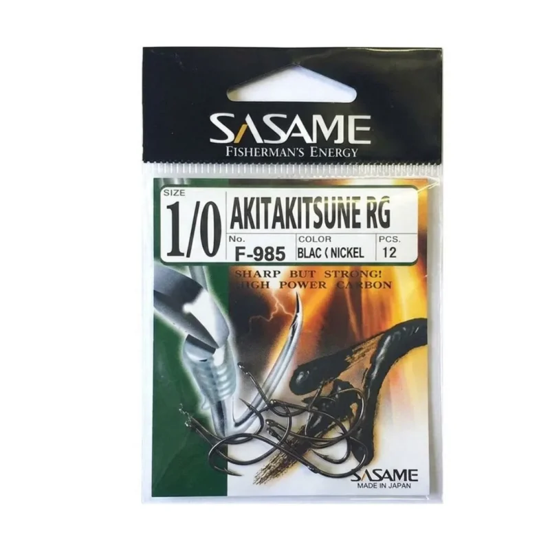 ANZUELO SASAME AKITA KITSUNE F-985 N*1/0 (12UND.- BL/NK) 3113000170031 P/PEJERREY Anzuelo Akita Kitsune F 985 N*1/0 para Pejerrey Sasame