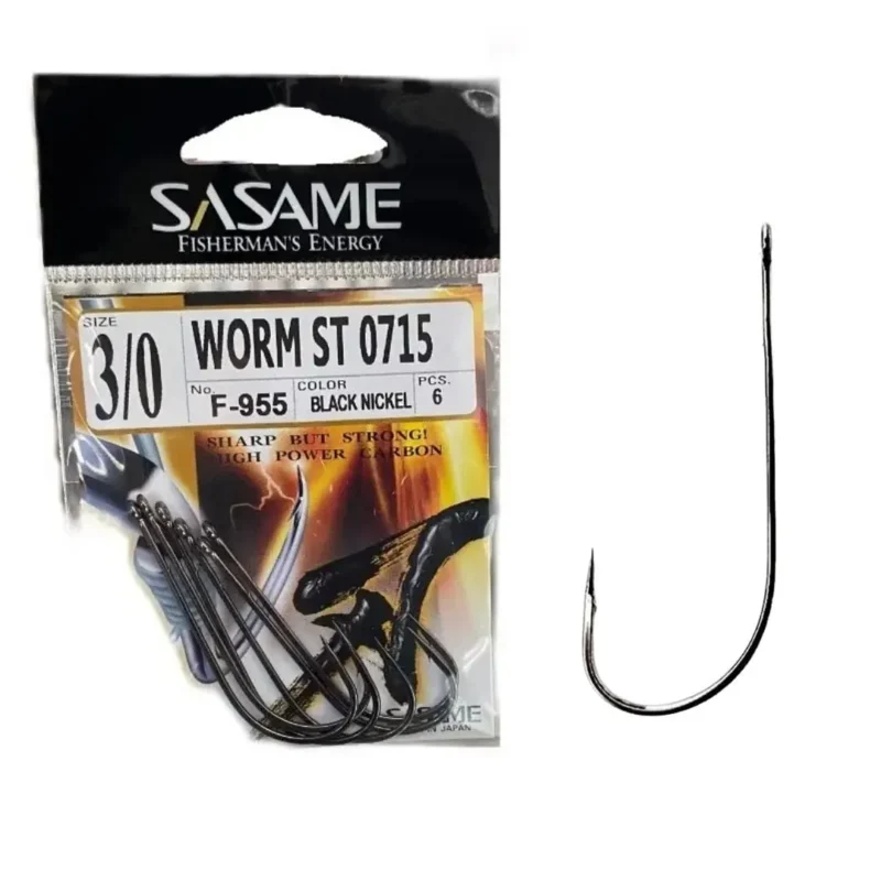 ANZUELO SASAME WORM ST 0715 F-955 N*3/0 (6UND.- BL/NK) 3113000070030 P/PEJERREY Anzuelo Worm St 0715 F 955 N*3/0 para Pejerrey Sasame