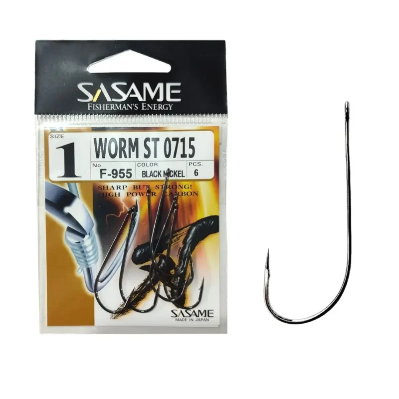 ANZUELO SASAME WORM ST 0715 F-955 N*1 (6UND.- BL/NK) 3113000070001 P/PEJERREY Anzuelo Worm St 0715 F 955 N*1 para Pejerrey Sasame