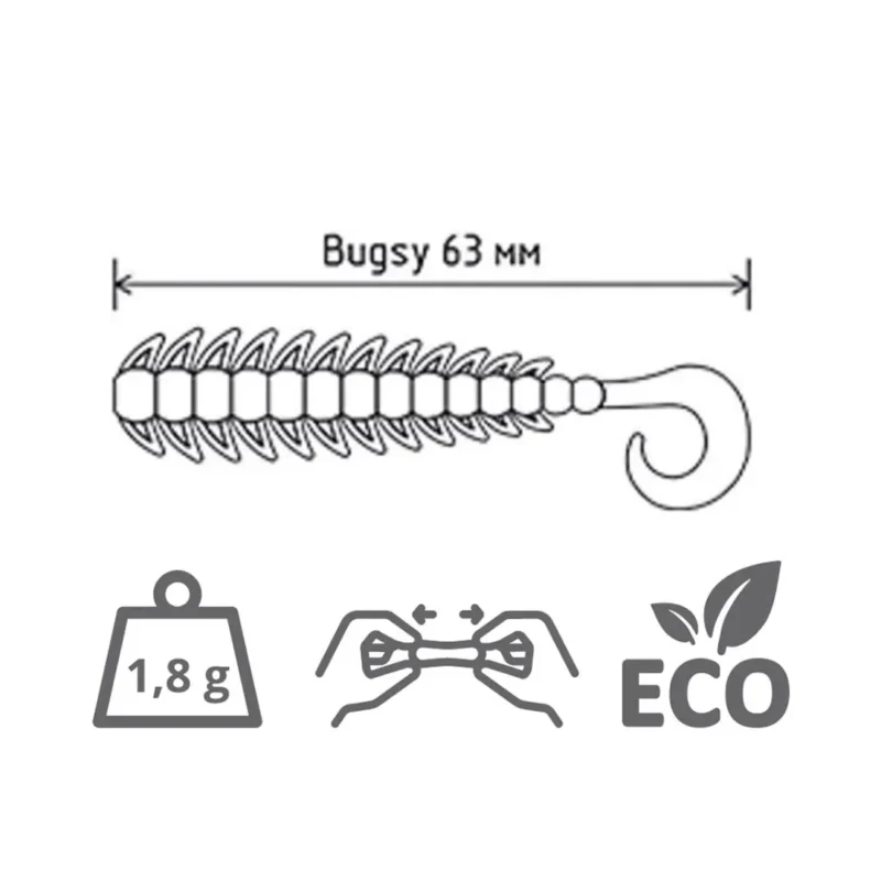 Señuelo Bugsy X6 Unidades 6,3 Cm/0,8 Gr Negro
