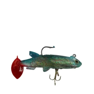 Señuelo Defensor Forever Mojarra Silicona Azul con Cola Roja