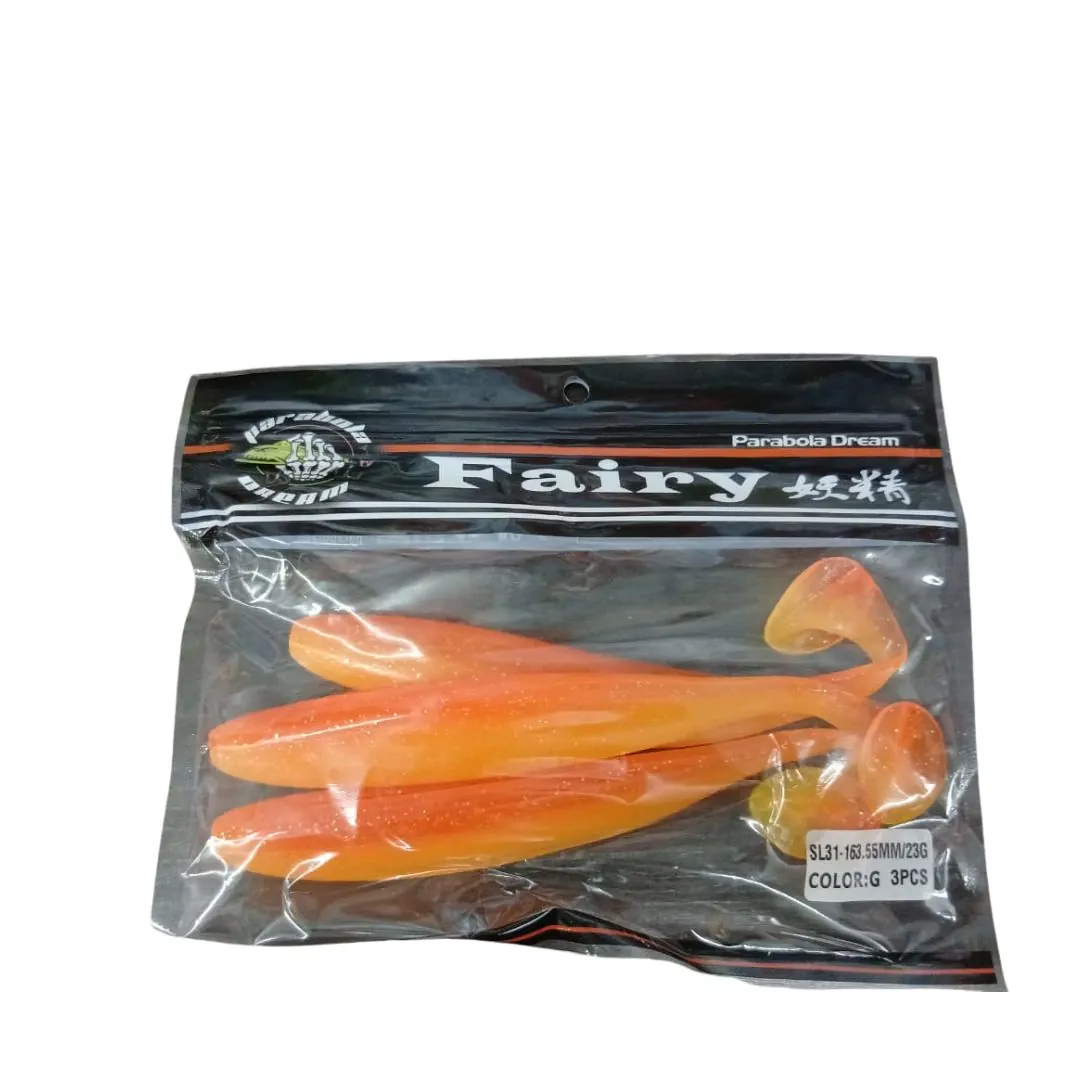 SEÑUELO DE SILICONA SL31 163,55MM/23GR X 3 UNIDADES NARANJA Y AMARILLO C/BRILLOS (108080)