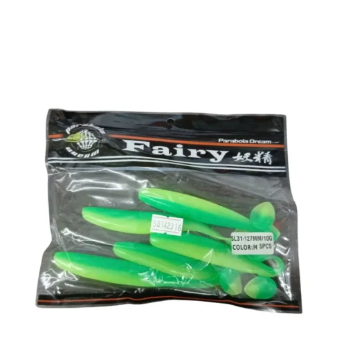 SEÑUELO DE SILICONA SL31 127MM/10GR X 5 UNIDADES VERDE CLARO C/BRILLO (108086)