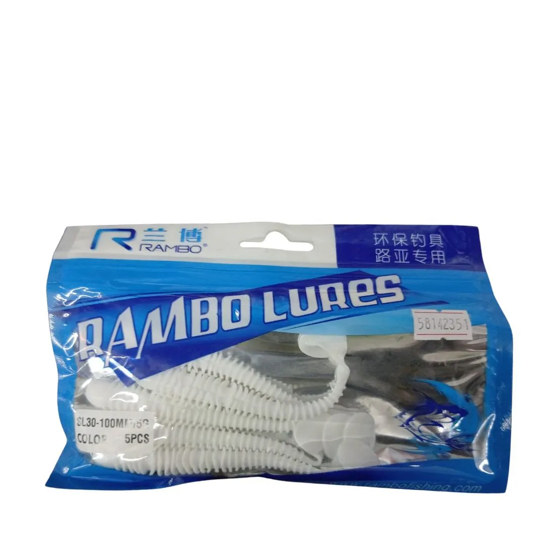 SEÑUELO DE SILICONA SL30 100MM/5GR X 5 UNIDADES BLANCO LISO (108107)