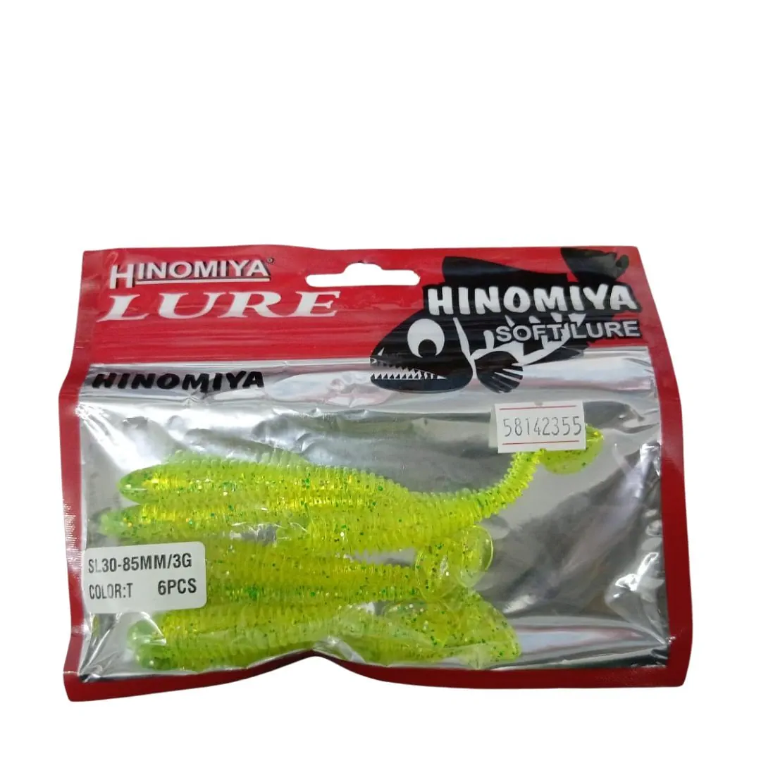SEÑUELO DE SILICONA SL30 85MM/3GR X 6 UNIDADES LIMA C/BRILLO  (108108)
