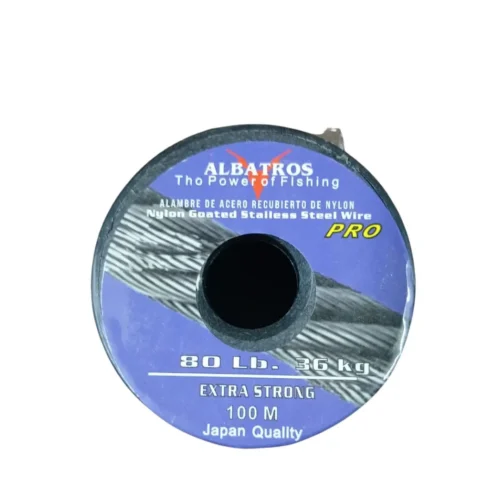 Cable de Acero Albatros 80Lbs Bobina X 100mts con Forro Negro
