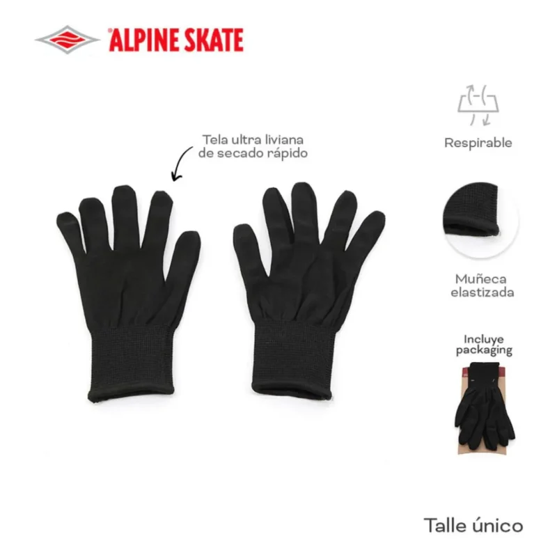 GUANTES ALPINE SKATE PRIMERA PIEL NEGRO 18901