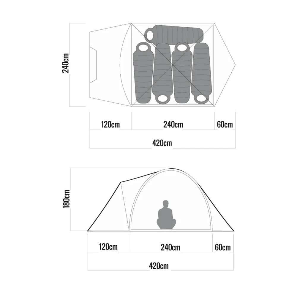 Carpa Cadaques 240X240X180 Cm 6,67kg para 5Per con Abside - 4 Carpa Cadaques 240X240X180 Cm 6,67kg para 5Per con Abside