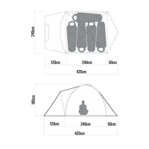 Carpa Cadaques 240X240X180 Cm 6,67kg para 5Per con Abside - 4 Carpa Cadaques 240X240X180 Cm 6,67kg para 5Per con Abside