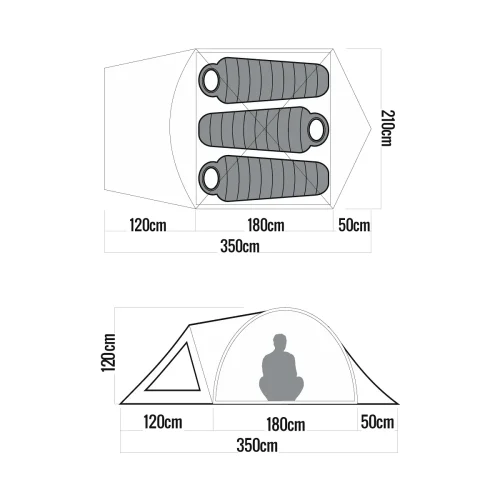 Carpa Norway II 295X140X100 Cm 2,4kg para 2Per con Abside