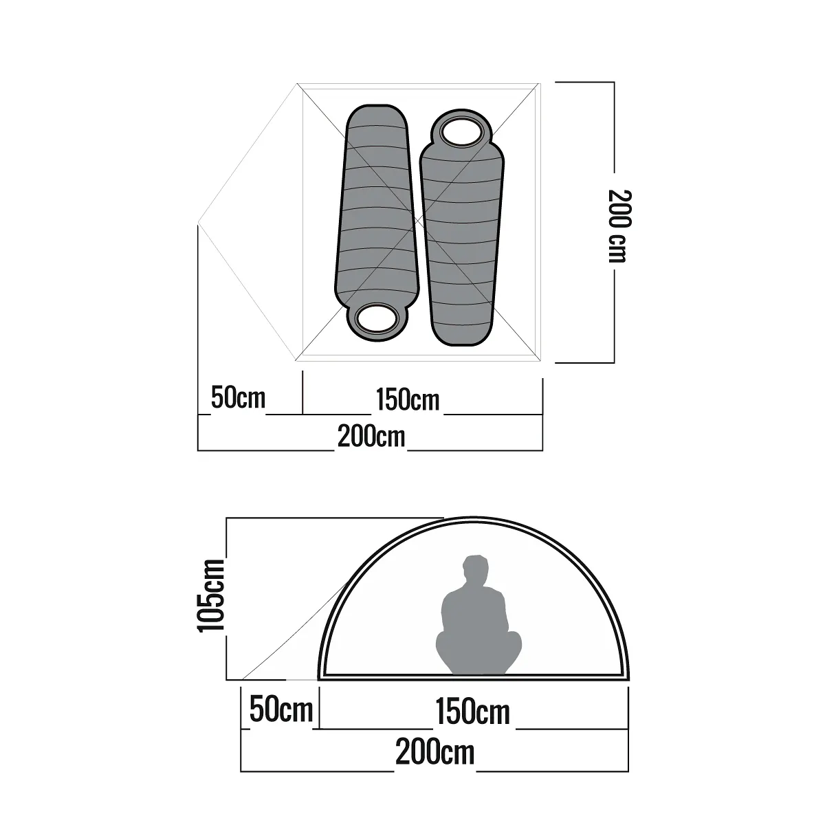 Carpa Kolla 145X240X90 Cm 1,5kg para 2Pers 5000mm - 3 Carpa Kolla 145X240X90 Cm 1,5kg para 2Pers 5000mm