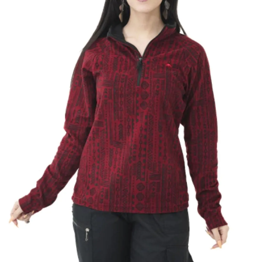 BUZO MTG 1/2 CIERRE CERYL PRINT MICROPOLAR L´S T1/S TOTEM WINE - 1 Buzo Micropolar Montagne Ceryl Print - Mujer - Talle 1/S