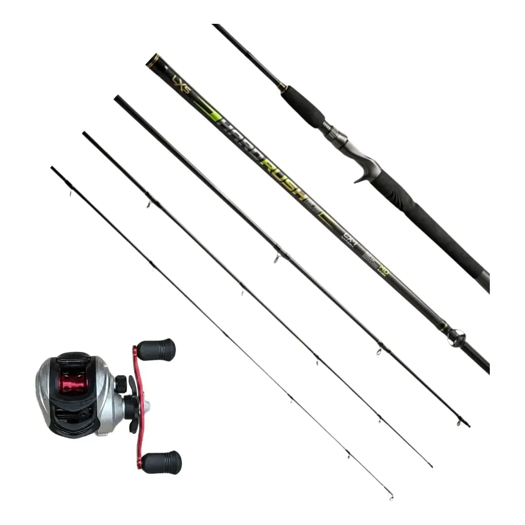 Combo Baitcasting Caña Hard Rush + Reel Gouki II Zurdo Lexus