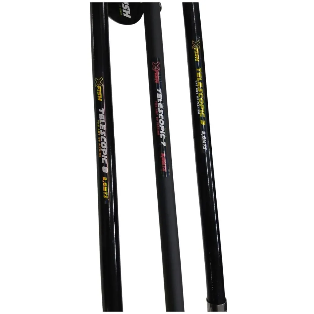 CAÑA RED FISH TELESCOPIC 3,60MTS TEL 6 SEC NEGRA C/MANGO EN COLORES VARIADOS (TELES8-3.6) Caña Telescópica Red Fish Telescopic 3,60mts 6 Sec Negra con Mango en Colores Variados