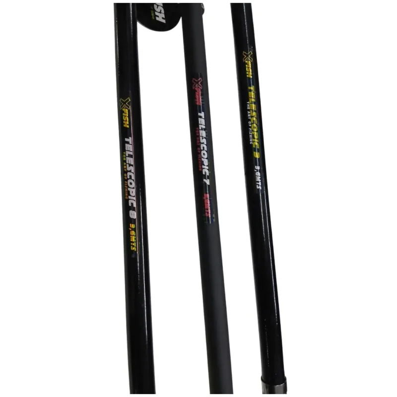 Caña Telescópica Red Fish Telescopic 3,60mts 6 Sec Negra con Mango en Colores Variados