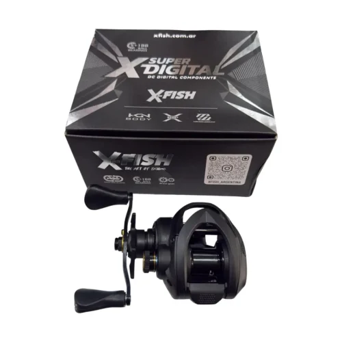 Reel Huevito X Fish Super Digital 5+1 Rulemanes Baitcasting Zurdo Red fish