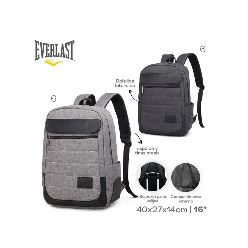 MOCHILA EVERLAST PORTA NOTEBOOK MOD.22174 GRIS CLARO (22174)