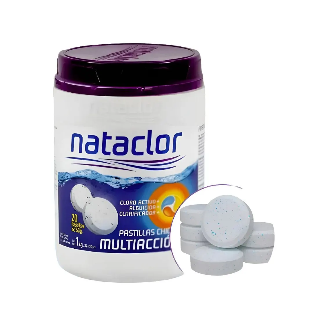 NATA BIO NAHUEL"NATACLOR" MULTIACCION P/PILETA (20 PASTILLAS DE 50GRS) "1LTS" AG025 Nata Bio Nataclor Multiaccion para Pileta 1lts Nahuel