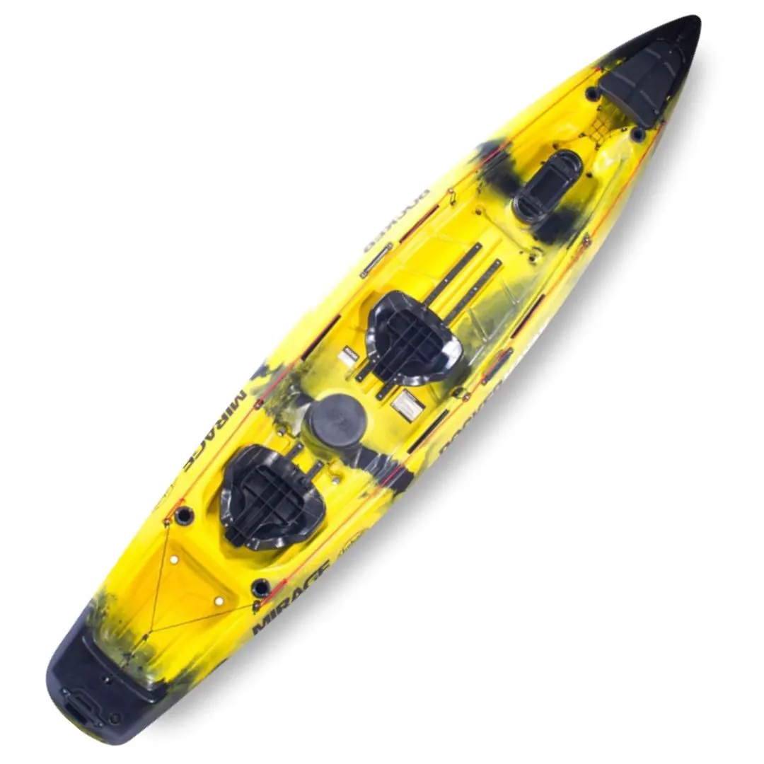 KAYAK ROCKER MIRAGE FISHING AMARILLO C/REMO Y ASIENTO 2P+1P 4.09X0,9MTS 34KGS Kayak Rocker Mirage Fishing Amarillo C/Remo Y Asiento 2P+1P 4.09X0,9Mts 34Kgs