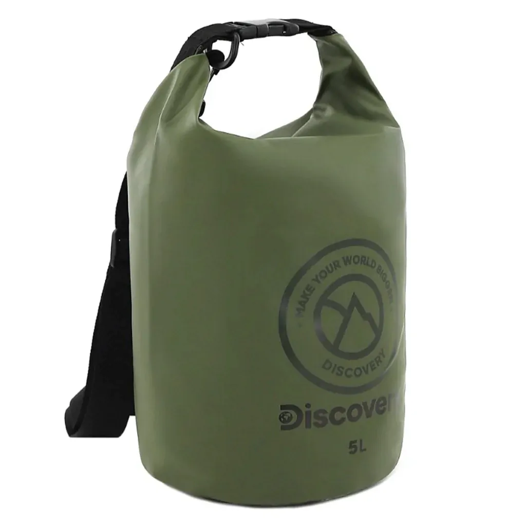 BOLSO ESTANCO DISCOVERY 5 LTS 34X24X19 CM PVC IMPERMEABLE VERDE MILITAR (31580) Bolso Estanco Discovery 5lts 34X24X19 Cm Pvc Impermeable Verde Militar