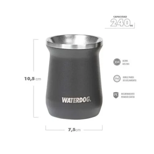 Mate Zoilo 240 Ml Inter. Acer. Inox. Grafito Waterdog